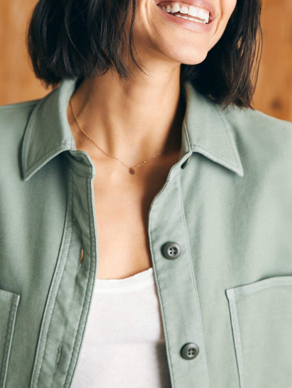 Faherty Stretch Terry Barn Overshirt Coastal Sage Large - Picture 2 of 13
